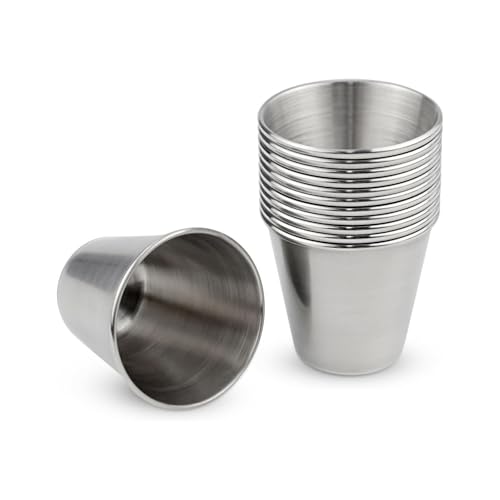 12 Pack Stainless Steel Shot Cups 1 Ounce Metal Shot Glass Drinking Vessel for Home Bar Restaurant Camping Party & Travel Use(30ml)