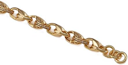 THE BLING KING 3D Tulip Gold Bracelet with Stones - 18K Real Gold Plating with Luxury Finish and Sparkling Rhinestones - Elegant Tulip Gold Jewellery for Women - Bracelet Length: 8 Inches, Width: 10MM