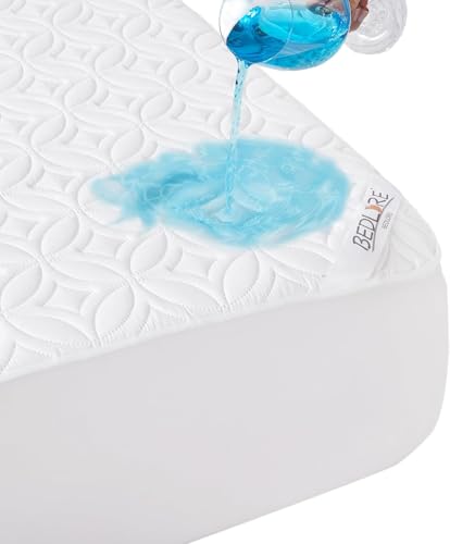BEDLORE ボックスシ一ツ クイーン 防水·防ダニ 丸洗い可能 耐久性が高い 洗える パッド一体型ボツクスシーツ 肌にやさしく オールシーズン 着脱楽々 中綿 通気性よい べッドパッド ズレにくい ベッドシ一ツ ホワイト 160X200cm