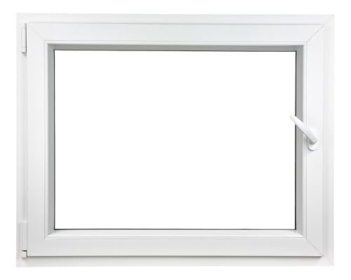 ALUCON Kellerfenster 1000x500 mm – Fenster 100x50 cm – Kunststofffenster Innen Weiß/Außen Weiß – Flügelfenster DIN Links
