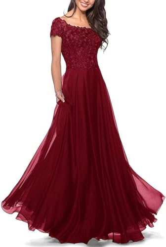 Women's Mother of The Groom Dresses for Wedding Lace Mother of The Bride Dress Short Sleeves Formal Evening Prom Gowns