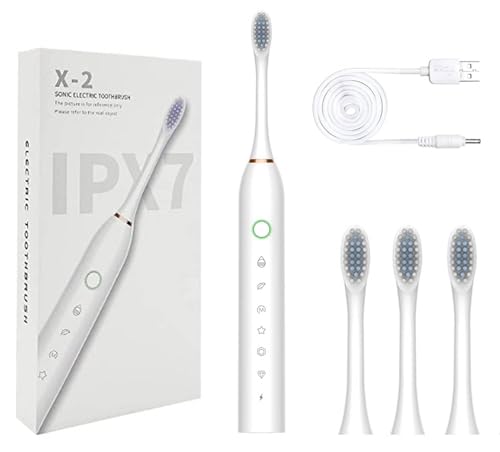 Image of Rechargeable Electric Toothbrush USB, Teeth Cleaning Tools, Waterproof Toothbrush, Electric Toothbrush For Woman with 3 Tooth Brush Head & 1 USB, Multicolour, 1 Pcs
