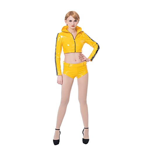 Saniplaycos Kill Bill The Bride Beatrix Kiddo - Disfraz de cosplay de Beatrix, camiseta corta amarilla para mujer, color amarillo, talla M