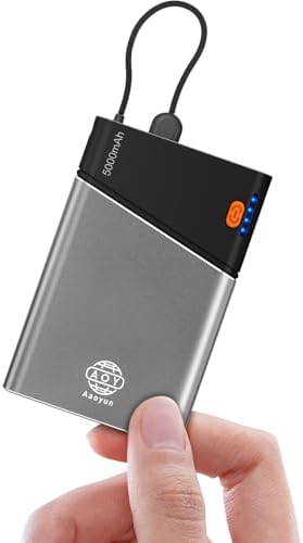 Power Bank, Smallest 5000mAh Portable Charger with Built-in USB C...
