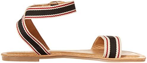 YOKI-RONA Open Toe Flat Sandal With Synthetic Multi Color Upper Straps, Navy, 8 M US | Image 5