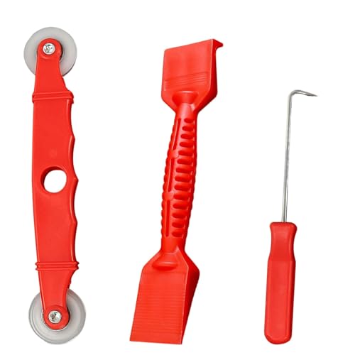3PCS Glazing Tools Set Glazing Paddle Includes 1 Pressure Roller Tool 1 Hook and a Double-Ended Scraper Suitable for Home and Office Use (40x220mm)