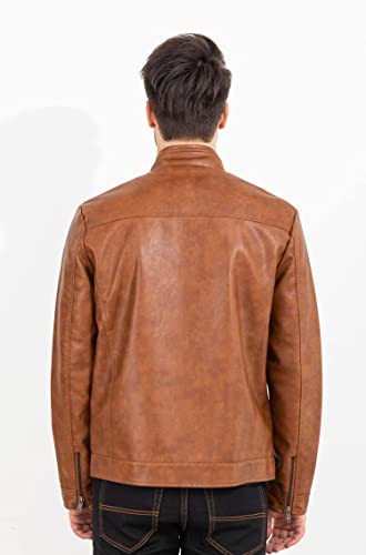 Vicalled Mens Leather Jacket Slim Fit Stand Collar Pu Motorcycle Jacket Lightweight #TOP5