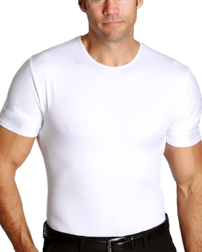 Insta Slim Made in USA Compression Crew-Neck Shapewear Undershirt for Men. Tummy Control Slimming Body-Shaper & Back Support