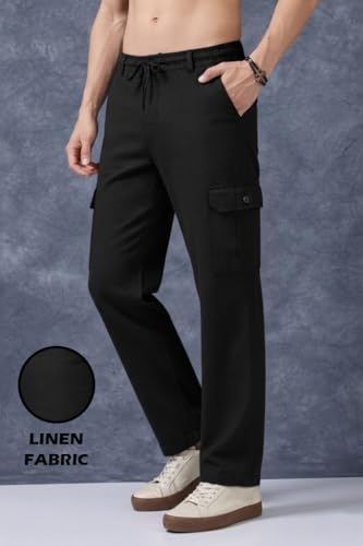 Image of Men's Multi Color Cargo Casual Trousers | Men's Regular Fit Straight Pants | Comfortable Stylish Cargo for Men | Soft Fabric for Everyday Wear, Travel & Office | Linen Cotton Bottom Wear