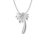 Silver Smile - 925 Solid Sterling Silver Tropical Palm Tree Diamond Pendant Necklace| Eye-Catching Pendant in Multicolour Gemstone, Ideal Gift for Birthdays and Anniversary For Her