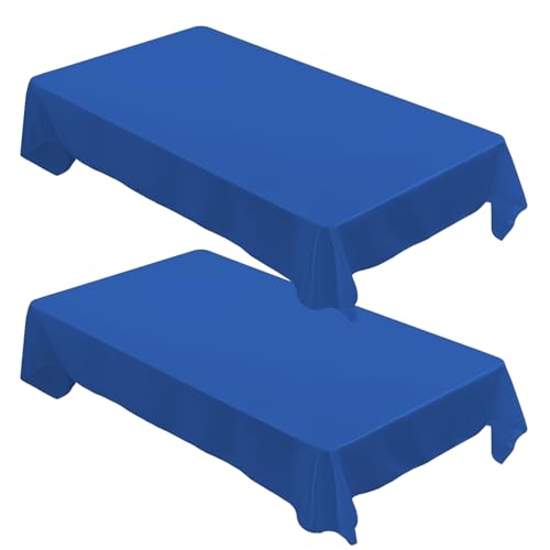 2 Packs Blue Table Cloths Rectangular Table Cloth 140x200cm(55x78Inch) Washable Polyester Tablecloth Home Dining Table Cover for Christmas Kitchen Party Wedding Restaurant Birthday Decorations