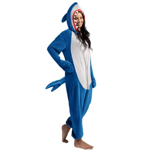 Spooktacular Creations Halloween Shark Costume, Adults Shark Costume, Hooded Jumpsuit,