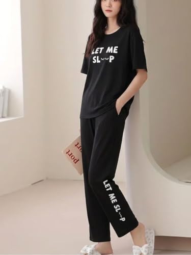 Image of SMOWKLY Women's Premium Cotton Blend Cute Print Two Piece Pj Sleepwear