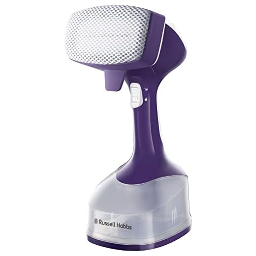 Russell Hobbs Plancha Vertical de Vapor Steam Genie - 1650 W, Golpe Vapor 25g, 3 Accesorios: Ropa Delicada, Tapicería y Quitapelusas, Apagado Automático, Depósito de Agua Extraíble, Morado-25600-56