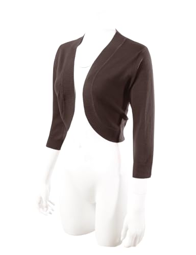 Allsense Women's 3/4 Sleeve V-Neck Cropped Bolero Shrug Cardigan3