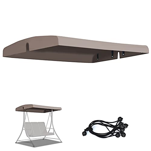 BenefitUSA Canopy Only Patio Outdoor 76' L x 51' W x 6.8' H Seat Furniture Swing Canopy Porch Top Replacement Cover with Bungee Cords (Taupe)
