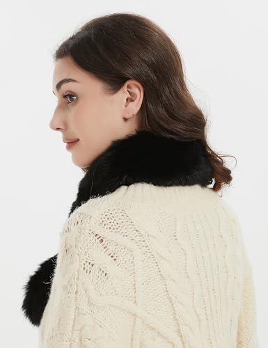 Bibury Real Fur Scarf - Fox Fur Front, Rex Rabbit Back, Double Sided, Cold Weather Neck Warmer4