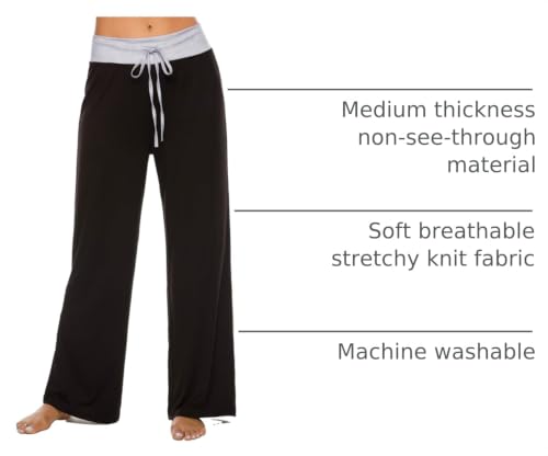Image of LOCUBE Women's Pajama Pants, Soft Comfy High-Waist Wide-Leg Lounge Pants with Drawstring and Pockets