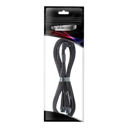 CableMod C-Series Pro ModFlex Sleeved 12V-2x6 12VHPWR 90° StealthSense PCIe Cable for Corsair Type 5 RMX Shift - Variant B (Black, 90° 16-pin to Dual 8-pin, 65cm)