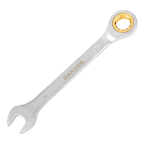 DAKCOS Fixed Head Ratchet Spanner 18mm Ratcheting Combination Wrench Chrome Vanadium Steel