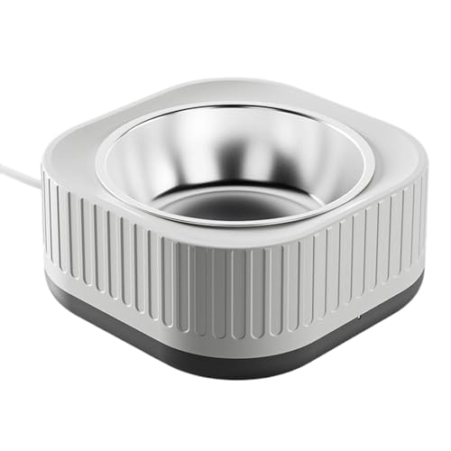 Generisch 2026 ciotola riscaldabile mantiene l'acqua calda per ciotole da esterno pelose robuste, perfetta per il freddo, antiscivolo, a prova di perdite, riscaldamento automatico (grigio, 15,8 x 7,5