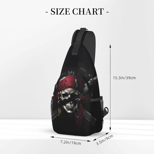 Skull Pirates Sling Bag for Women Men, Adjustable Rope Crossbody Single Shoulder Bag for Travel Hiking Cycling Gift3