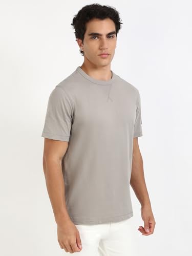 Calvin Klein Herren T-Shirt Kurzarm Regular Tee mit Logo-Badge, Grau (Rock Ridge), XS – Ansicht 6