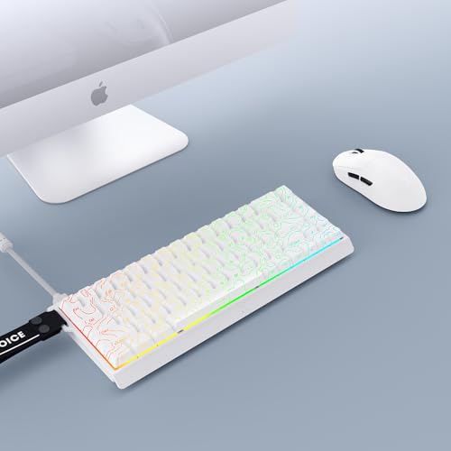 Image of MCHOSE ACE 68 60% Mechanical Gaming Keyboard Wired Rapid Trigger Hall Effect Keyboard Magnetic Switch Hyper-Fast 8000Hz Adjustable Actuation, Hot Swap, RGB PC MAC Laptop (White Topographic Ice Rhino)