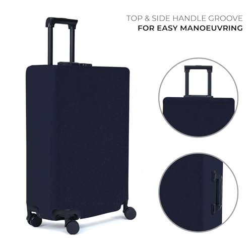 Image of Plain Polyester Suitcase Cover Stretchable Trolley Bag Protective Cover Dust and Scratch Resistant Luggage Cover for Travel (Plain-Navy Blue-M)