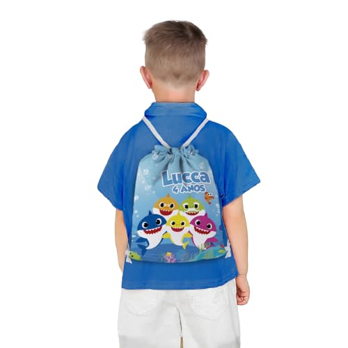 Mochilinha Bag Infantil Personalizado com Nome e Idade Fundo do Mar Tubarões (Mochilinhas 20x30, Unidades, 05)