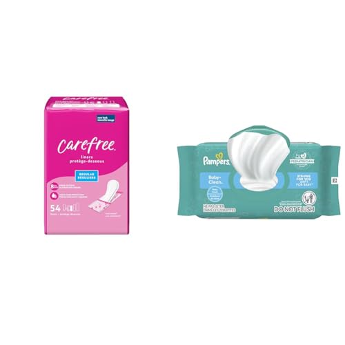 Image of Carefree Panty Liners Regular Liners 54ct, Pampers Baby Wipes Flip-Top Pack 72 Wipes