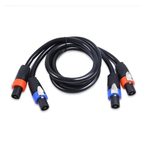 Image of 4 Conductor Speakon Cables 12AWG NL4 Cable 3FT Blue & Orange | 4 Wire 12 Gauge Speak-on NL4FX Twist Lock Plug Extension Cord for Church, Tour, Theater, Studio, Band, Bar, Home Audio