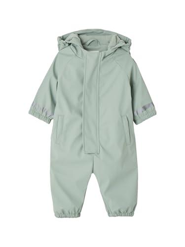 Vertbaudet Baby Regen-Overall mit Fleecefutter und Kapuze, Recycling-Polyester salbeigrün 80