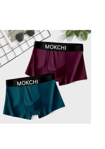 Image of Men's Ice Silk Boxer Briefs Pack of 2 | Ultra Soft Breathable Stretch Trunks | Moisture-Wicking Quick Dry Innerwear