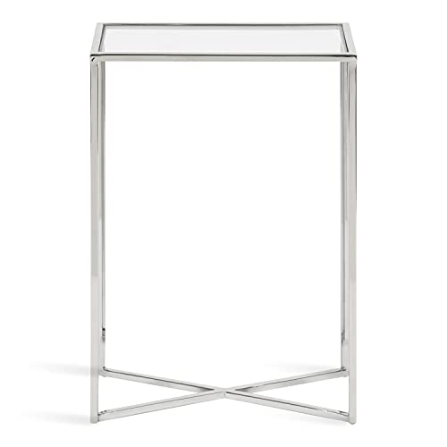 Kate and Laurel Jaspur Modern Slim End Table, 16 x 8 x 24, Silver, Decorative Glam Side Table for Use as Narrow Bedroom Nightstand or Living Room Accent by Kate and Laurel - Image 5