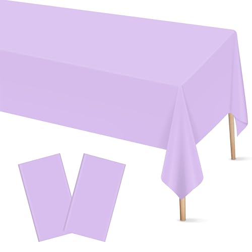 Mulbozy 2 Pcs Light Purple Plastic Tablecloth for Rectangle Table, 54 × 108 inches Disposable Purple Party Table Covers for Birthday, Anniversary, Wedding, Fine Dining, Graduation Party Decoration…