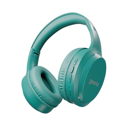 Image of Geonix Audicle Air Wireless Over-Ear Headphones - 70Hrs Playtime, Bluetooth 5.4 + AUX Dual Mode, Dual Device Pairing, Type-C Fast Charging, Comfortable Over Ear Headset (Teal Green)