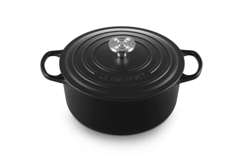 Image of Le Creuset Enameled Cast Iron Round Dutch Oven, 5.5 qt., Licorice /Crucible