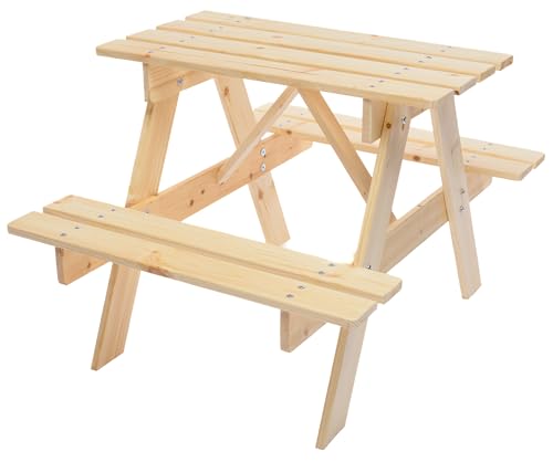 TIMBELA M012-1 Table et Chaise Enfant en Bois – Table Picnic 81x60xH50 cm, pour Intérieur et...