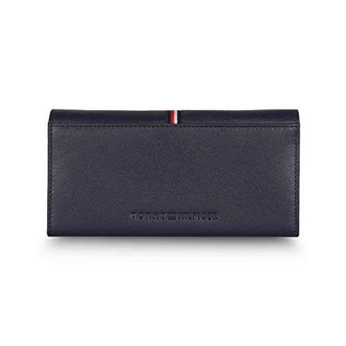 Image of Tommy Hilfiger Ariel Women Leather Flap Wallet Navy