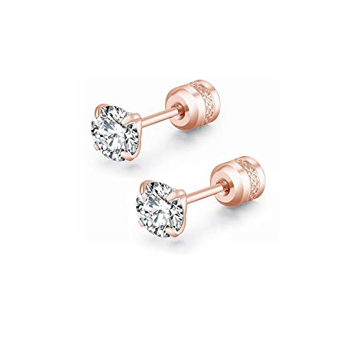 Cvayu Hypoallergenic Double Sided Diamond Stud Earrings For Womens Girl Secure Safety Screw Back Cartilage Cz Stud Earrings thumb #5