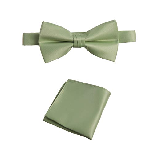 Tuxgear Mens Adjustable Bow Tie and Pocket Square Handkerchief Set, Sage, Mens (Sage, Mens)