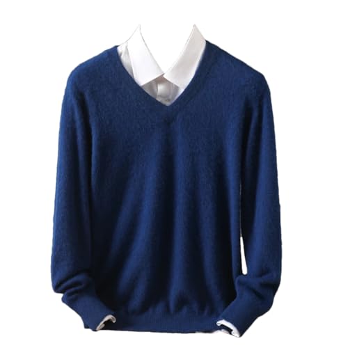 Dcvmvmn Men Autumn and Winter Wool Sweater Round Neck Long-Sleeved Knitted Cashmere V-Neck Loose Pullover - Main Image