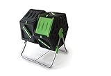 PALMAT - Heavy Duty 140L Zweikammer-Trommelkomposter – Komposteimer, Gartenkomposter, Biomülleimer, Für Küchenabfälle und Kompost (2 x 70L, 2 x 18.5 Gallonen)