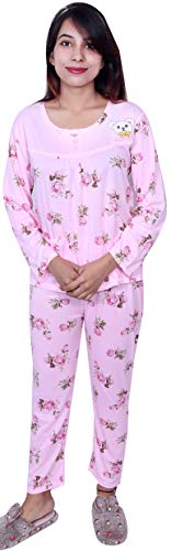 Image of MUKHAKSH (Set = 2 Pieces Girls Little Angel Beautiful Pink Summer Night Suit for Sleepwear /Nightwear, Print May Varyvery Comfortale