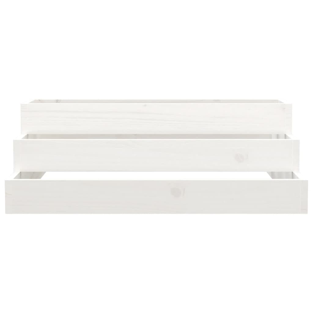 Bancal elevado de 80 x 80 x 27 cm de pino macizo blanco, diseño de escaleras para balcón y jardín, robusta maceta con escalones para verduras y hierbas