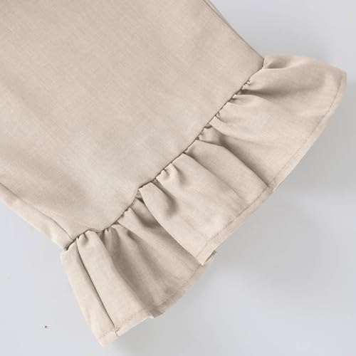 GOFULY Womens Linen Pants 2025 Summer Dressy Casual Wide Leg Pants Cute Cropped Ruffle Hem Solid Ruched Trousers with Pockets3