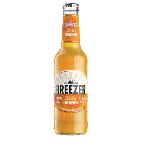 BREEZER Zesty Orange Flavoured Alcoholic Drink 3.4% vol. 27.5 cl / 275 ml Pre-Mixed Alcohol in a Ready to Drink Bottle