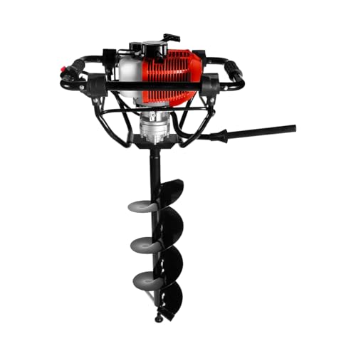 Kawapower Taladro de Tierra ahoyador de Gasolina 52cc + Juego de 3 Brocas (100, 150 y 200 mm)