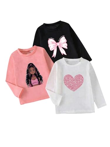 OYOANGLE Toddler Girl's Graphic Print Long Sleeve T Shirts